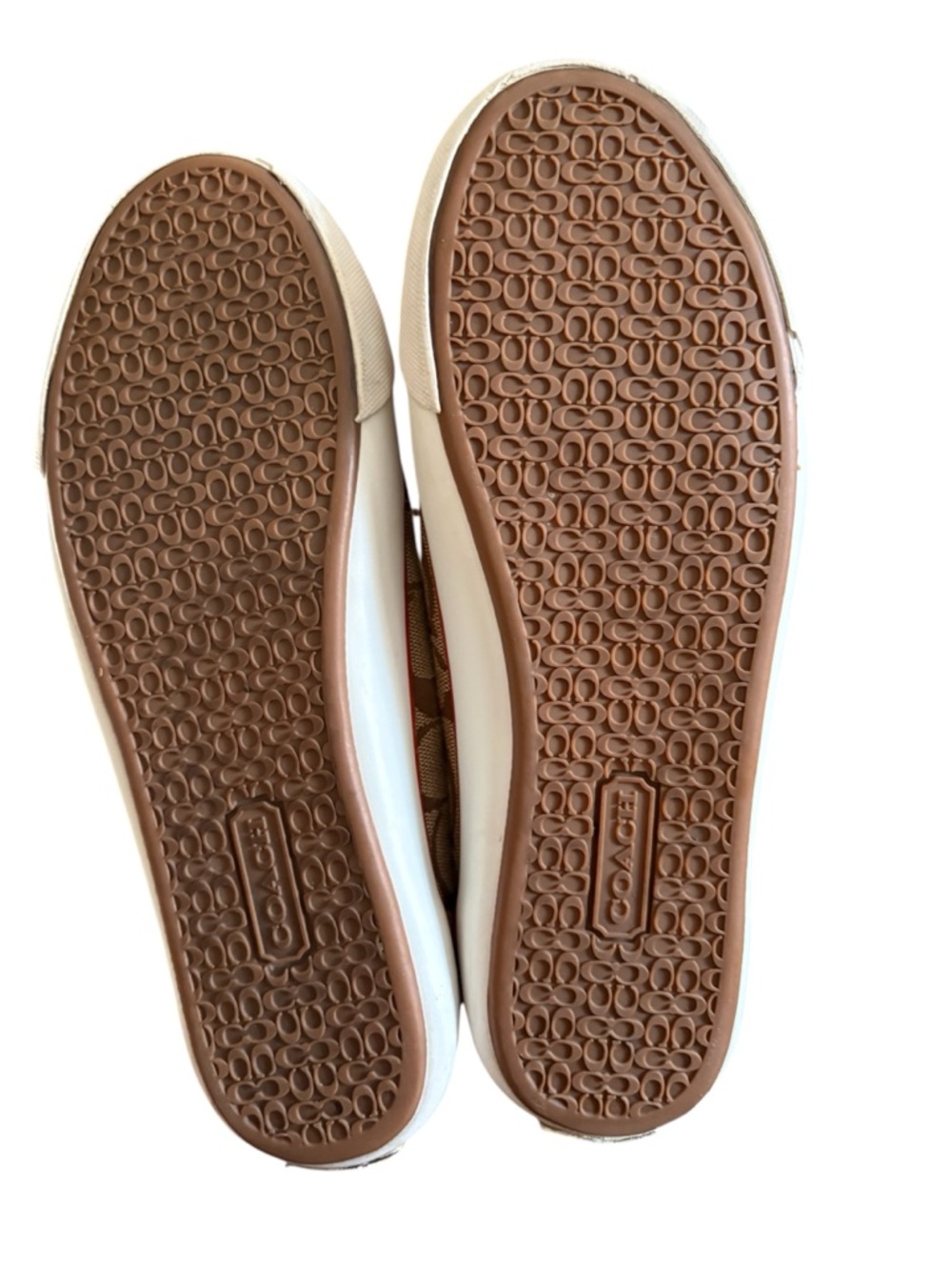COACH Barrett Logo Print Comfort Sneakers Brown Beige Leather Fabric Women's 8M - Picture 3 of 7